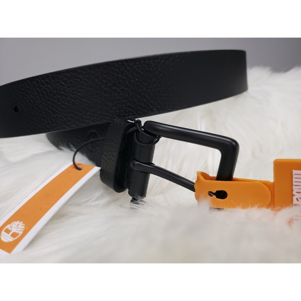 NEW MEDIUM 34/36 Timberland‎ Men's Genuine Leather Belt BLACK TEXTURED GRAIN